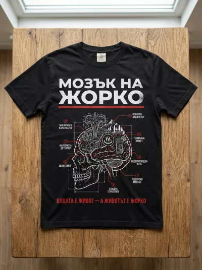 Тениска „Мозък на Жорко" — Водата е живот, а животът е Жорко